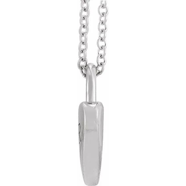 14K White Gold Engravable Heart Lock 16-18" Necklace