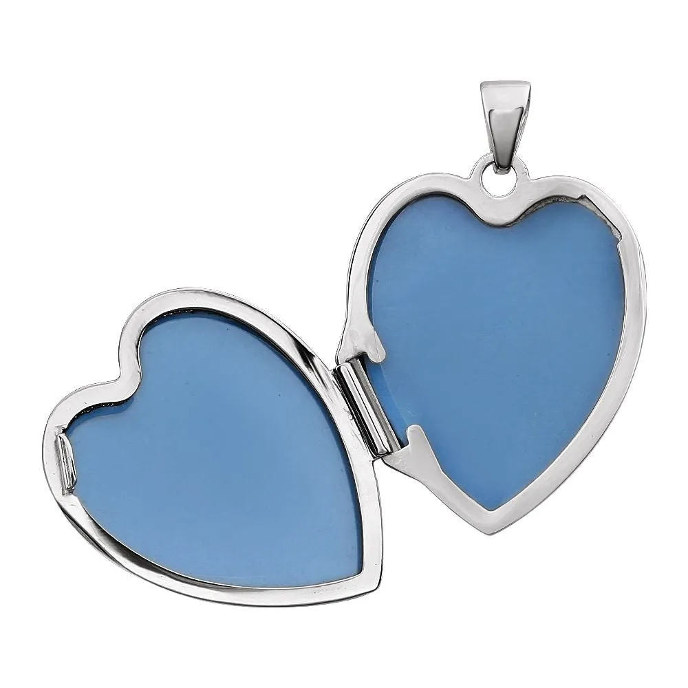 14k White Gold Heart Shaped Locket