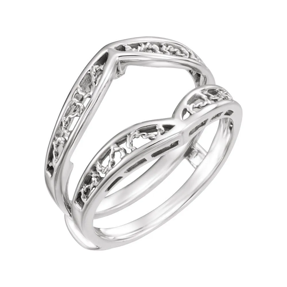14k White Gold Ring Guard, Size 6