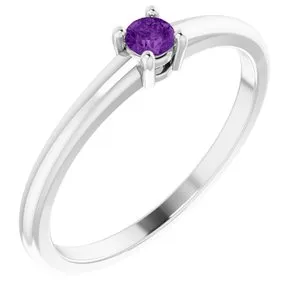 14K White Natural Natural Amethyst Ring