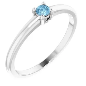 14K White Natural Sky Blue Topaz Ring