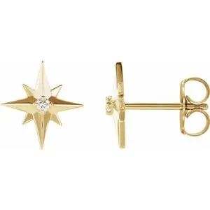 14K Yellow .03 CTW Diamond Star Earrings