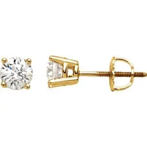 14K Yellow 1 1/2 CTW Diamond Stud Earrings