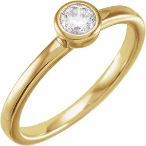 14K Yellow 1/2 CT Lab-Grown Diamond Bezel-Set Ring