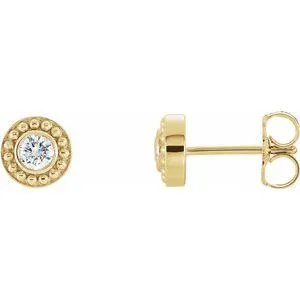 14K Yellow 1/5 CTW Diamond Beaded Earrings