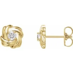 14K Yellow 1/5 CTW Diamond Knot Earrings