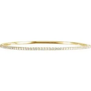 14K Yellow 3 CTW Natural Diamond Stackable Bangle 8" Bracelet