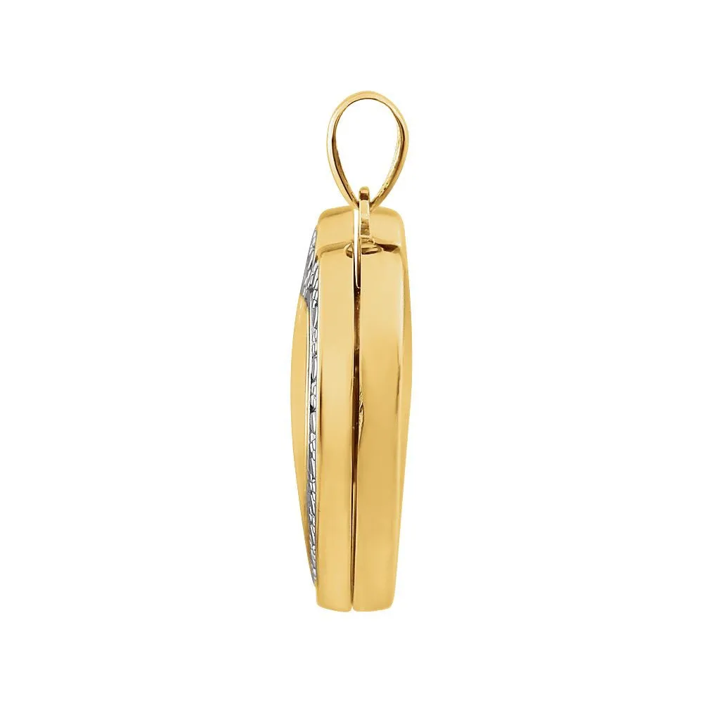 14K Yellow & White Heart Locket