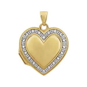 14K Yellow & White Heart Locket