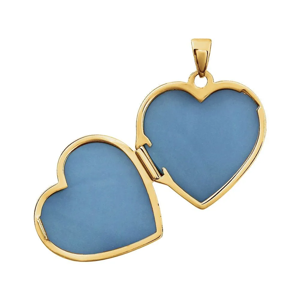 14K Yellow & White Heart Locket