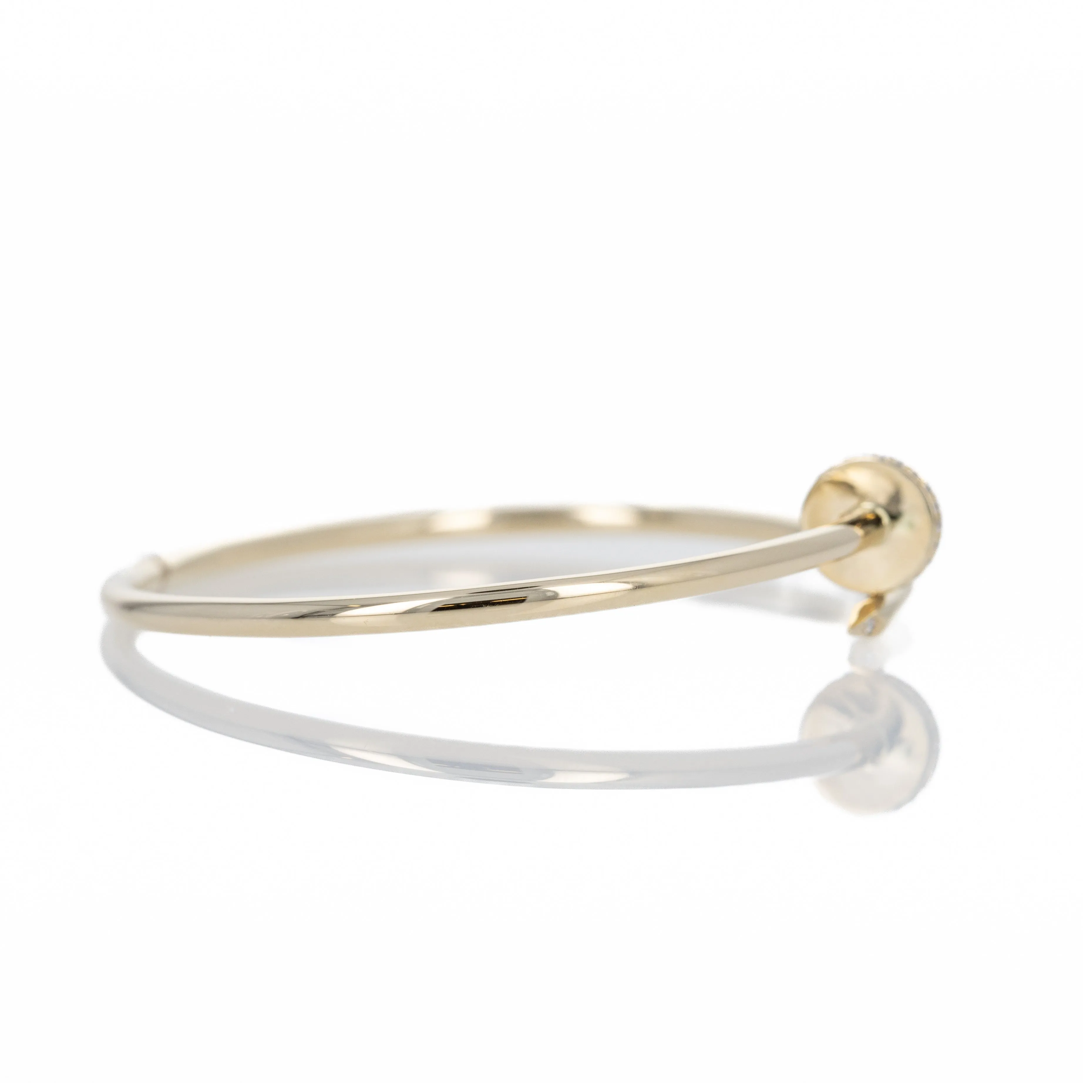 14K Yellow Gold 0.11 Carat Diamond Hollow Nail Bracelet