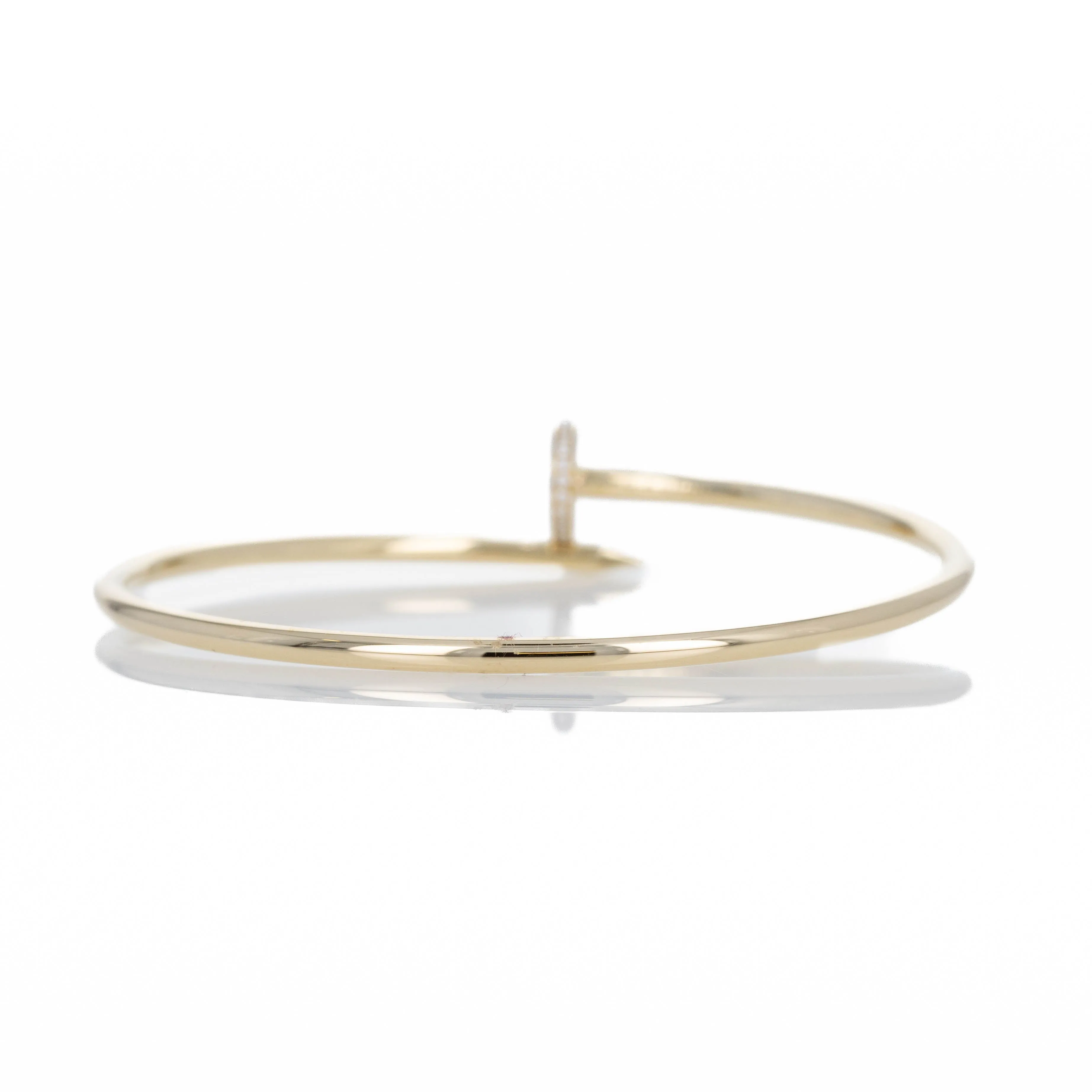 14K Yellow Gold 0.11 Carat Diamond Hollow Nail Bracelet