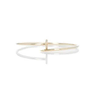 14K Yellow Gold 0.11 Carat Diamond Hollow Nail Bracelet