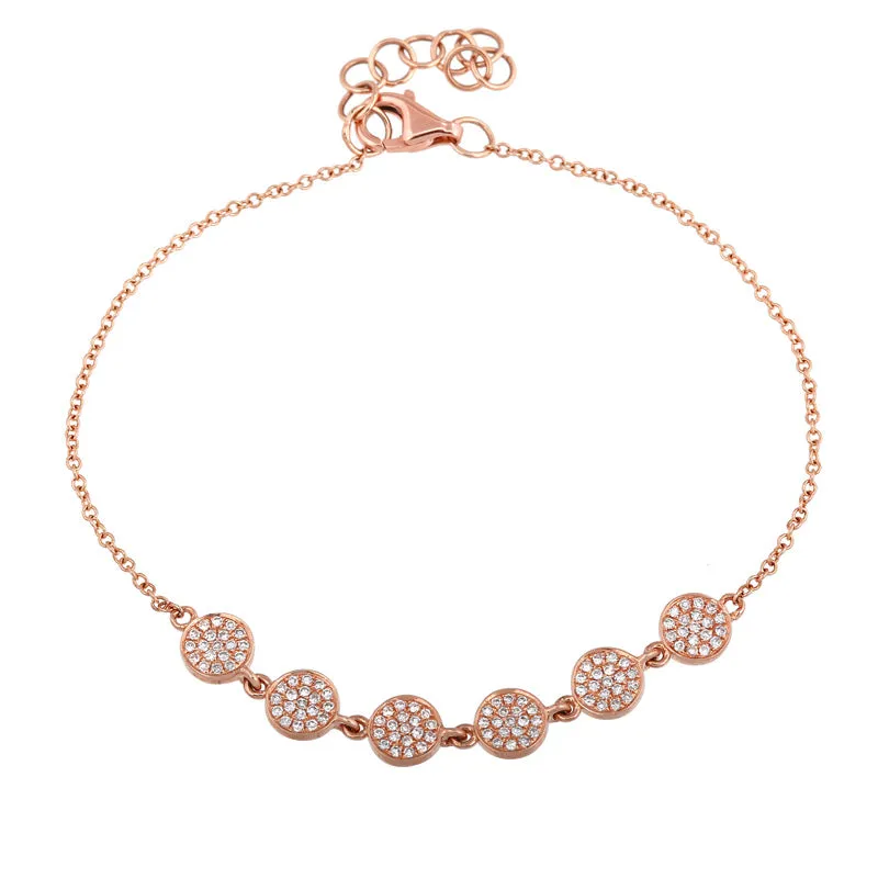 14k Yellow Gold Diamond Disc Bracelet