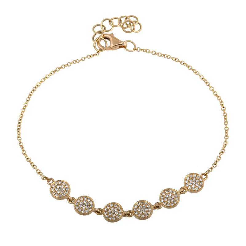 14k Yellow Gold Diamond Disc Bracelet