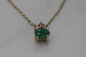14K Yellow Gold Diamond Emerald Necklace