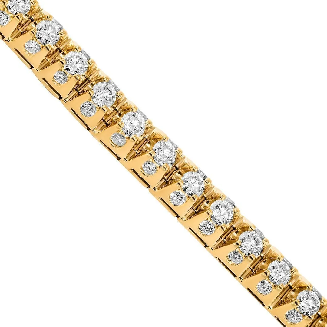 14k Yellow Gold Diamond Tennis Bracelet with Side Stones 8 mm 11 Ctw