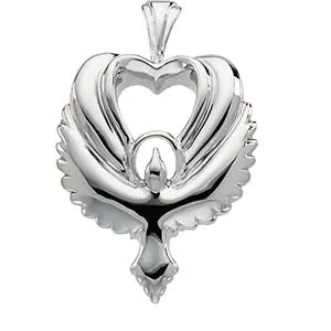 14k Yellow Gold Dove Heart Pendant
