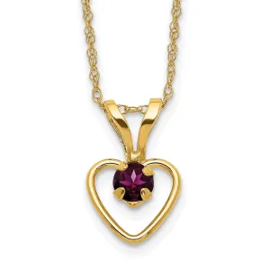 14k Yellow Gold Garnet Heart Birthstone Necklace