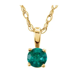 14k Yellow Gold Imitation Emerald "May" Birthstone 14" Necklace