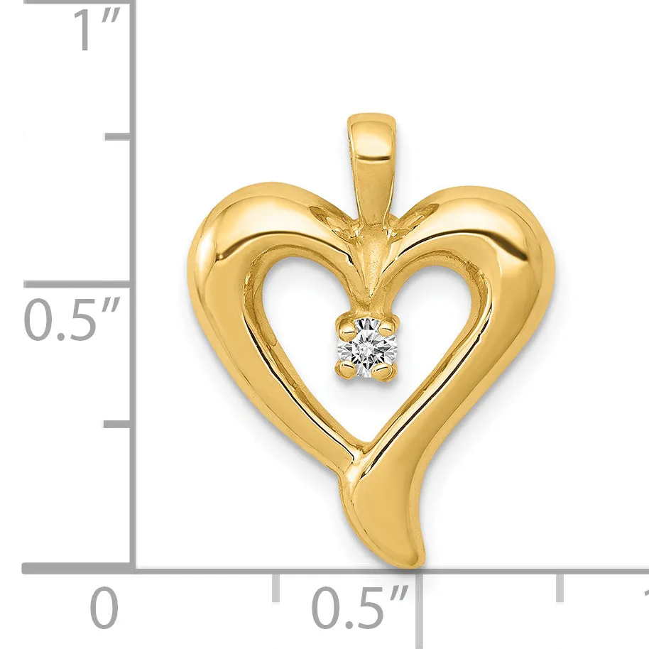 14k Yellow Gold l1 Clarity G-I Color Diamond Heart Design Pendant