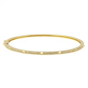 14K Yellow Gold Pave Diamond Studded Bangle (.36ctw)
