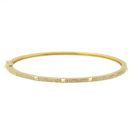 14K Yellow Gold Pave Diamond Studded Bangle (.36ctw)