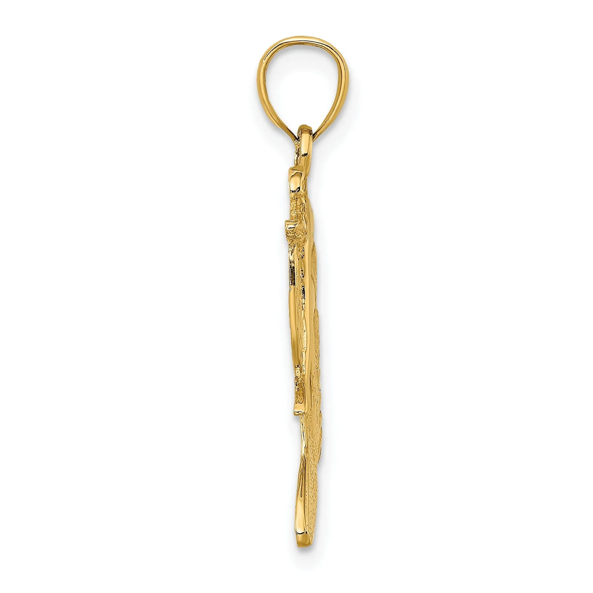14K Yellow Gold Polished Finish Surfer in Wave Pendant