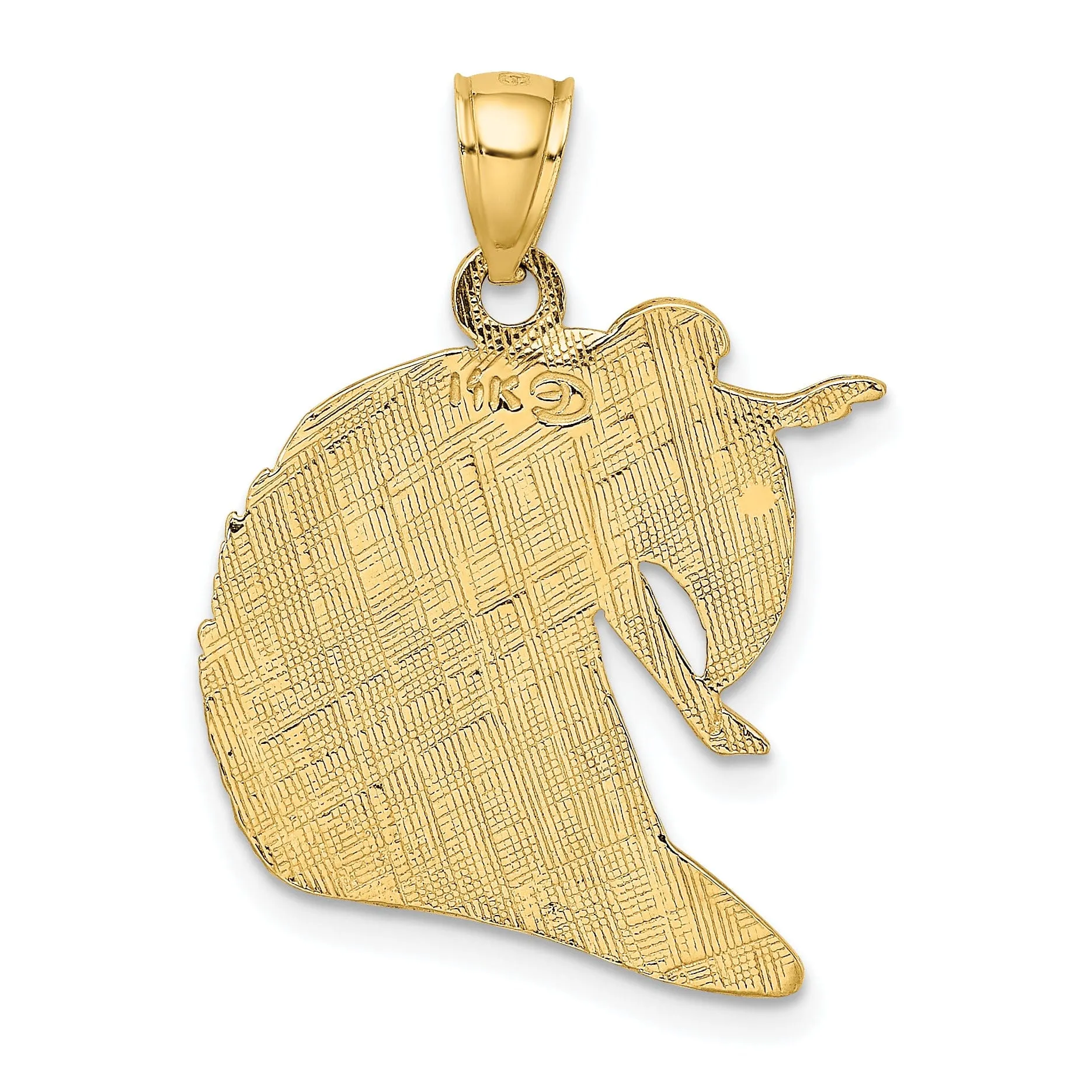 14K Yellow Gold Polished Finish Surfer in Wave Pendant