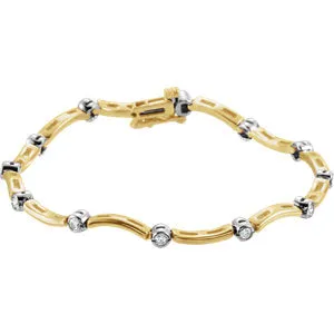 14K Yellow/White 1/2 CTW Diamond Line 7" Bracelet