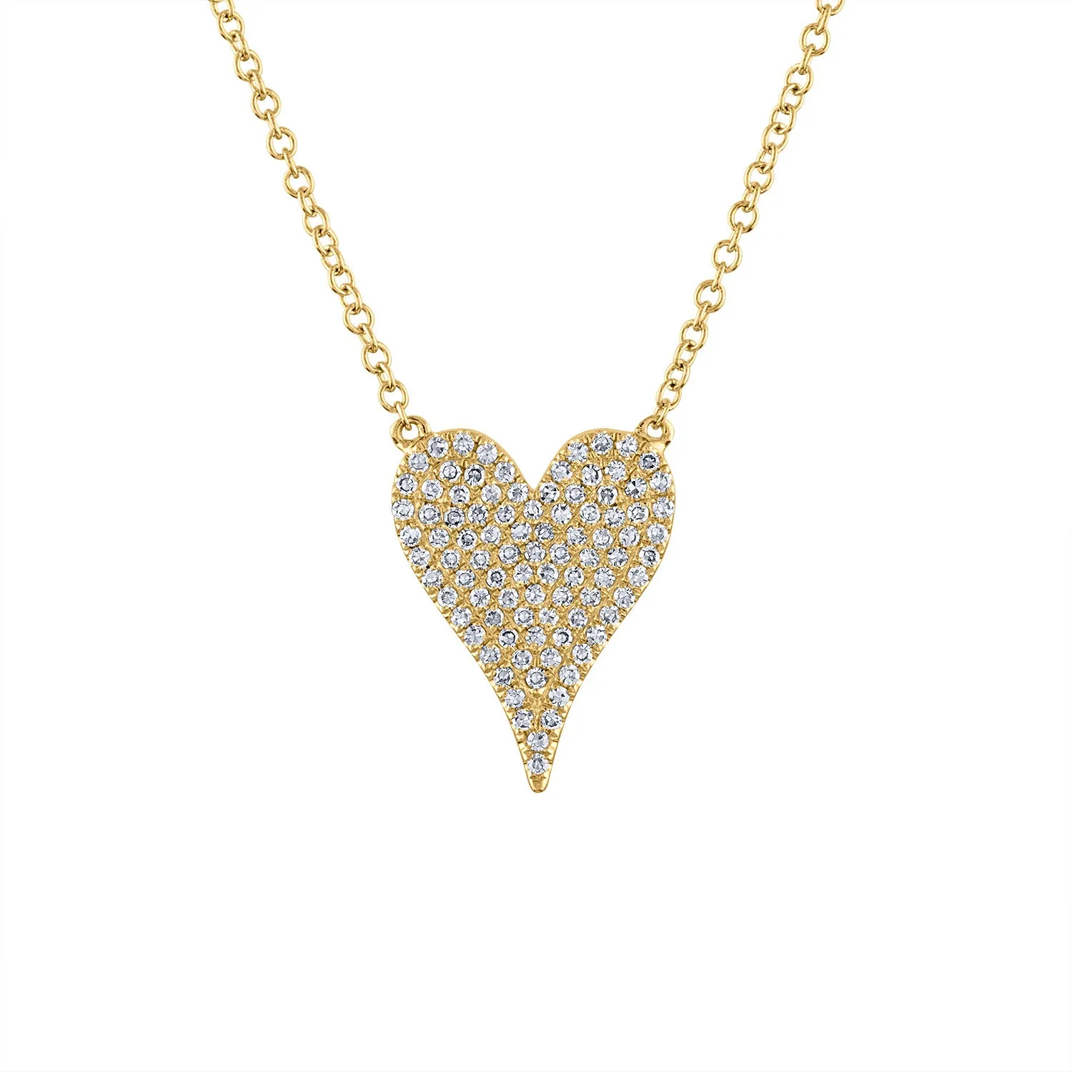 14KT GOLD MEDIUM MODERN HEART DIAMOND NECKLACE