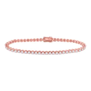 14kt Rose Gold Womens Round Diamond Classic Tennis Bracelet 3 Cttw