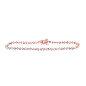 14kt Rose Gold Womens Round Diamond Single Row Tennis Bracelet 1-7/8 Cttw