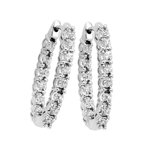14KTW Diamond Tru Reflection Oval Hoops Basics Earring 2Ct