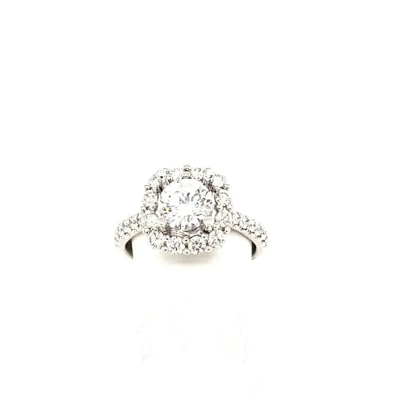 14KW Diamond Cushion Halo Engagement Ring