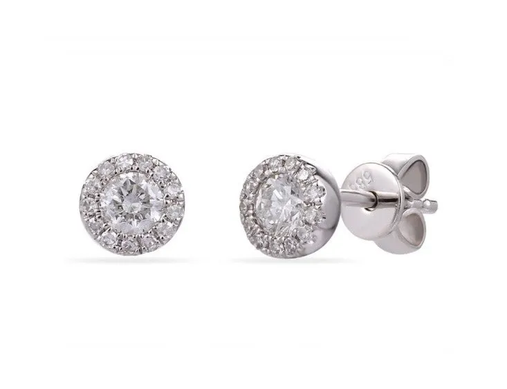 14KW Diamond Halo Studs