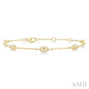 1/5 ctw Mariner Link Round Cut Diamond Station Bracelet in 14K Yellow Gold