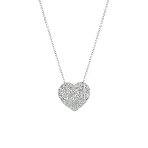 1.50 Carat Natural Diamond Heart Necklace Pendant 14K White Gold G SI 18''