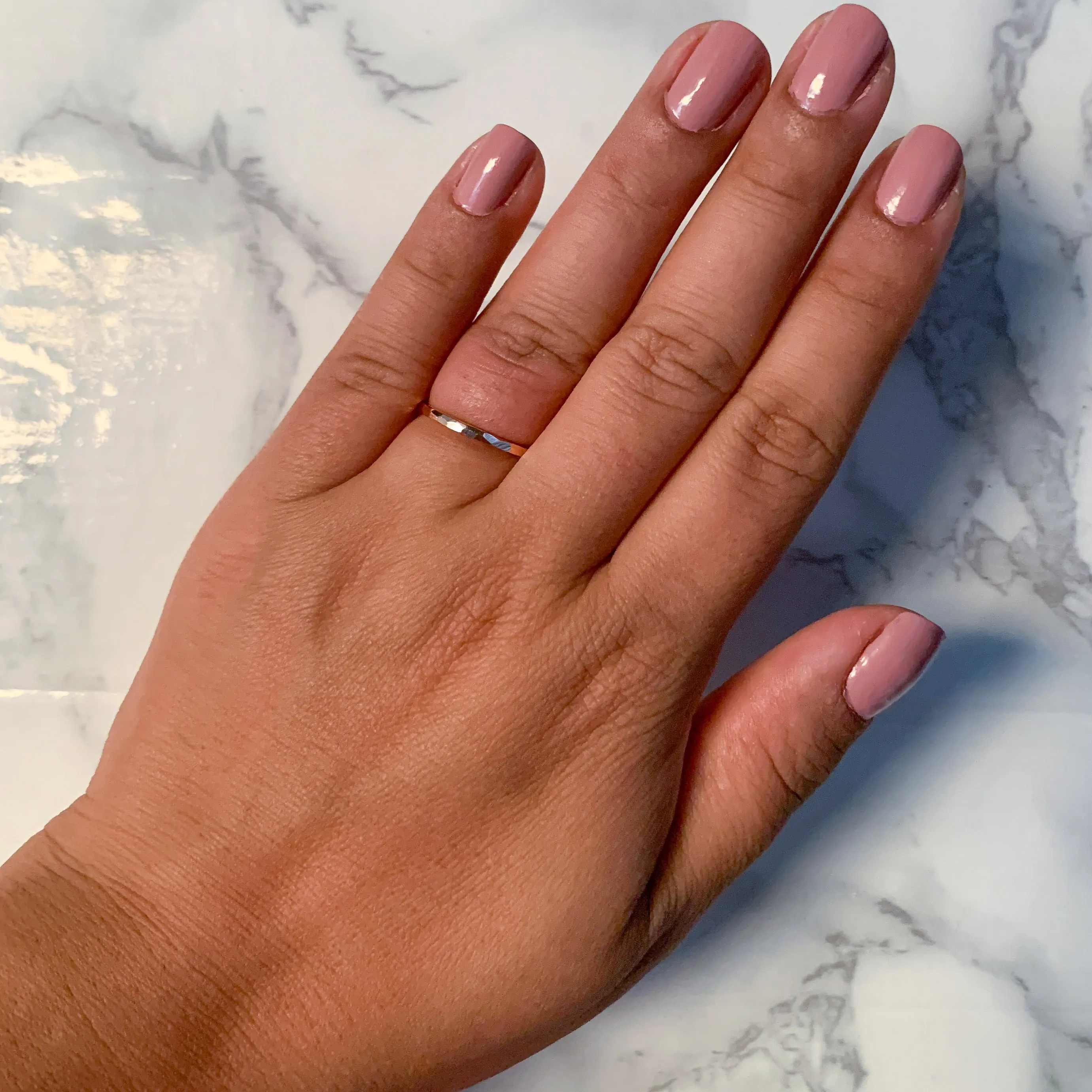 1.6mm Hammered Band in 14K Rose Gold