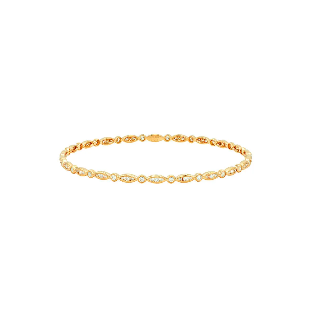 18 Karat Rosé Gold Diamond bangle with marquise and round pattern B053905R