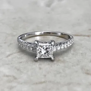 18 Karat White Gold 0.60 Carat Princess Cut Diamond Engagement Ring