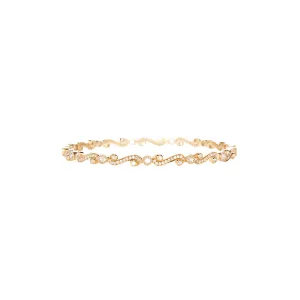 18 Karat Yellow Gold Scroll Diamond Bangle