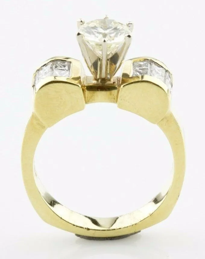 1.83 Carat Round Brilliant Diamond 14k Yellow Gold Engagement Ring Size 6.5