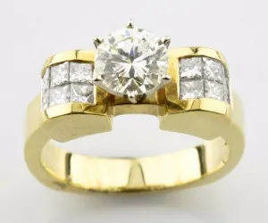 1.83 Carat Round Brilliant Diamond 14k Yellow Gold Engagement Ring Size 6.5