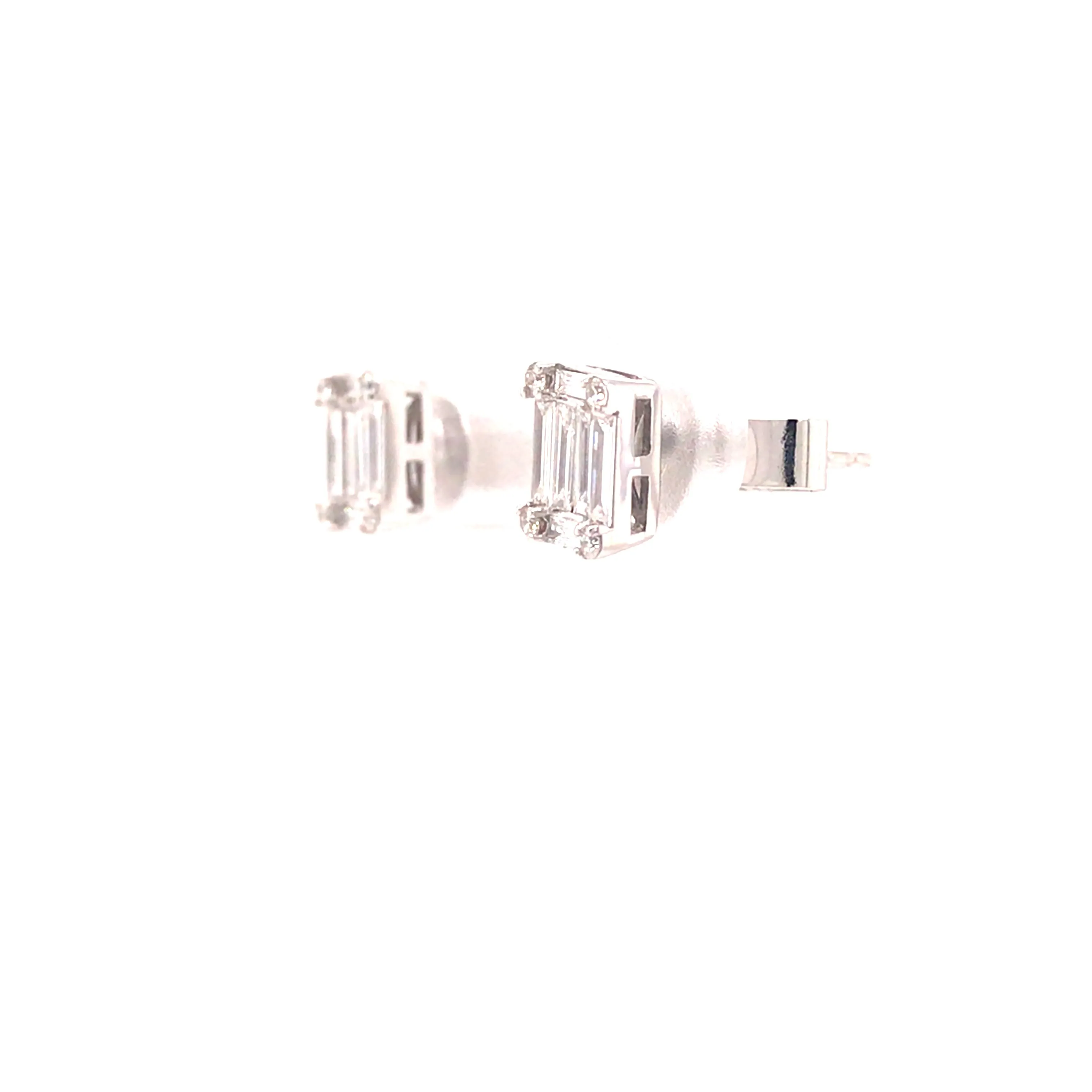 18K Baguette Diamond Cluster Earring White Gold