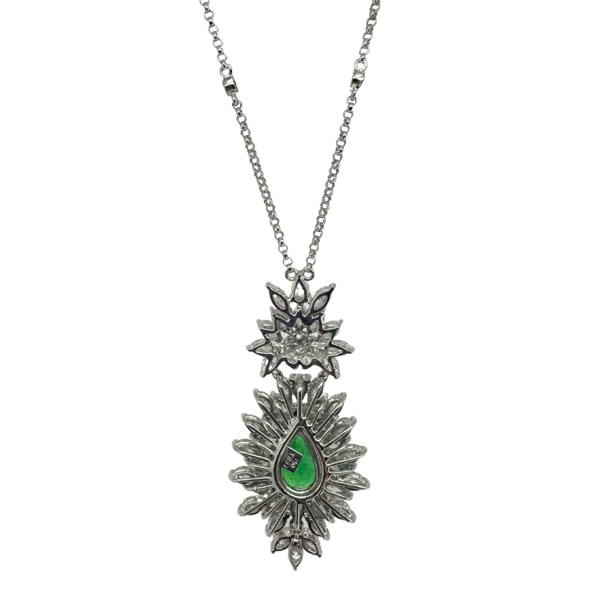 18k Diamond and Pear Shaped Emerald Necklace