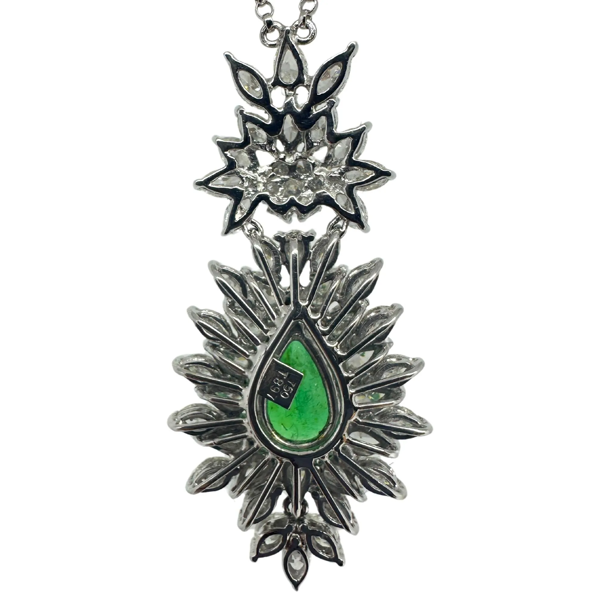 18k Diamond and Pear Shaped Emerald Necklace