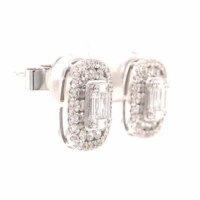 18K Diamond Cluster Halo Earrings White Gold
