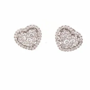 18K Diamond Heart Shape Cluster Earrings White Gold