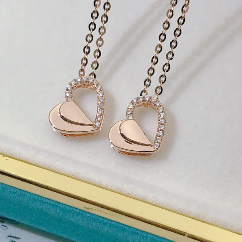 18K Gold 0.045ct Real Diamond Heart Shaped Necklace